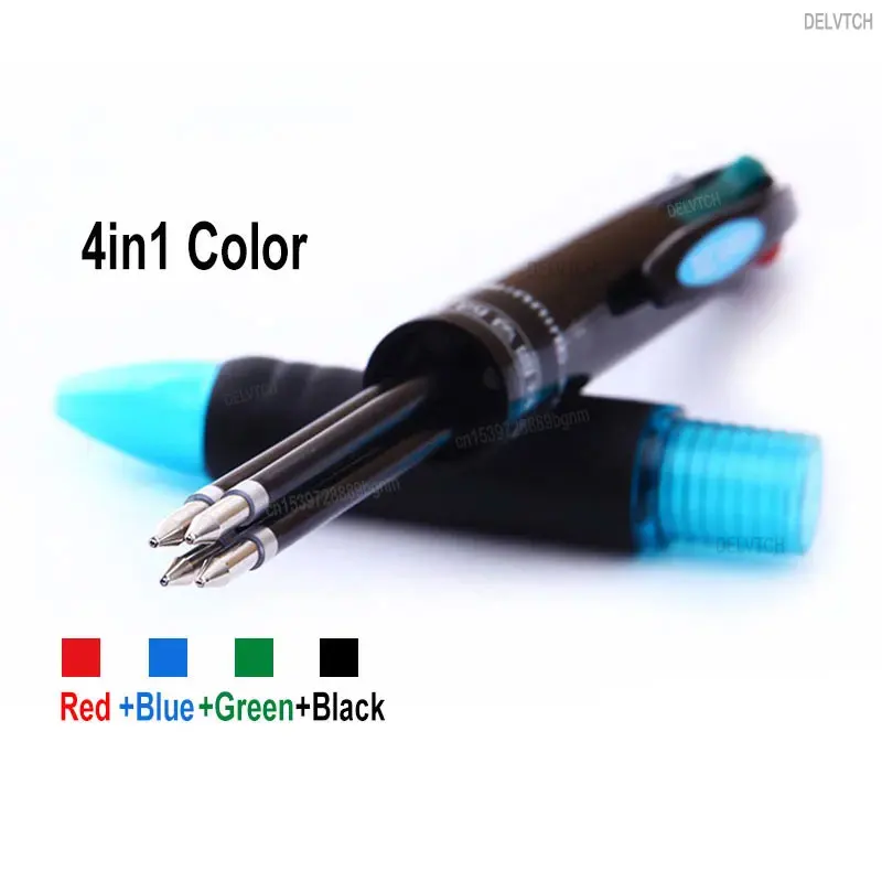 12Pcs Set MultiColor Ballpoint Pen 4in1 Color Retractable Ball Pens Bullet Tip For Office School Writing Signature Stationery