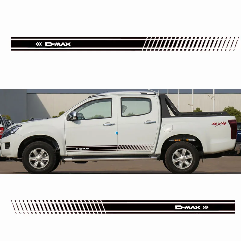 

2Pcs Stylish car door side sticker vinyl body decal racing stripe sticker for Isuzu Dmax Car accessories