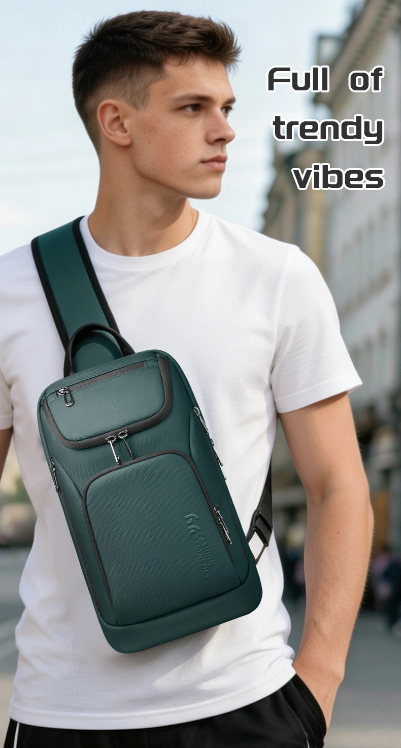 Heroic Knight Multifunktionale Herren-Handtasche mit großem Fassungsvermögen, wasserdichte Oxford-Brusttasche, lässige Umhängetasche für Herren für Outdoor-Sportarten – Detail 4