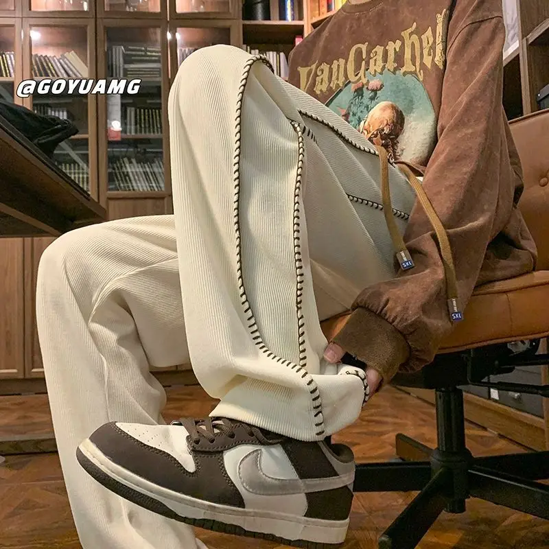 남성 봄 니치 캐주얼 팬츠 루즈핏 스트레이트 트렌디 브랜드 바지