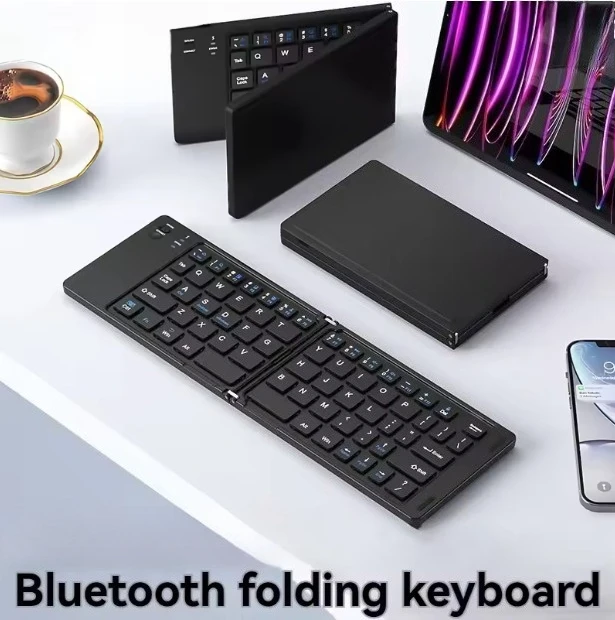 Portable Mini Foldable Wireless Keyboard Slim Bluetooth Keyboard Rechargeable Folding Keyboard for IOS Windows Android For Ipad