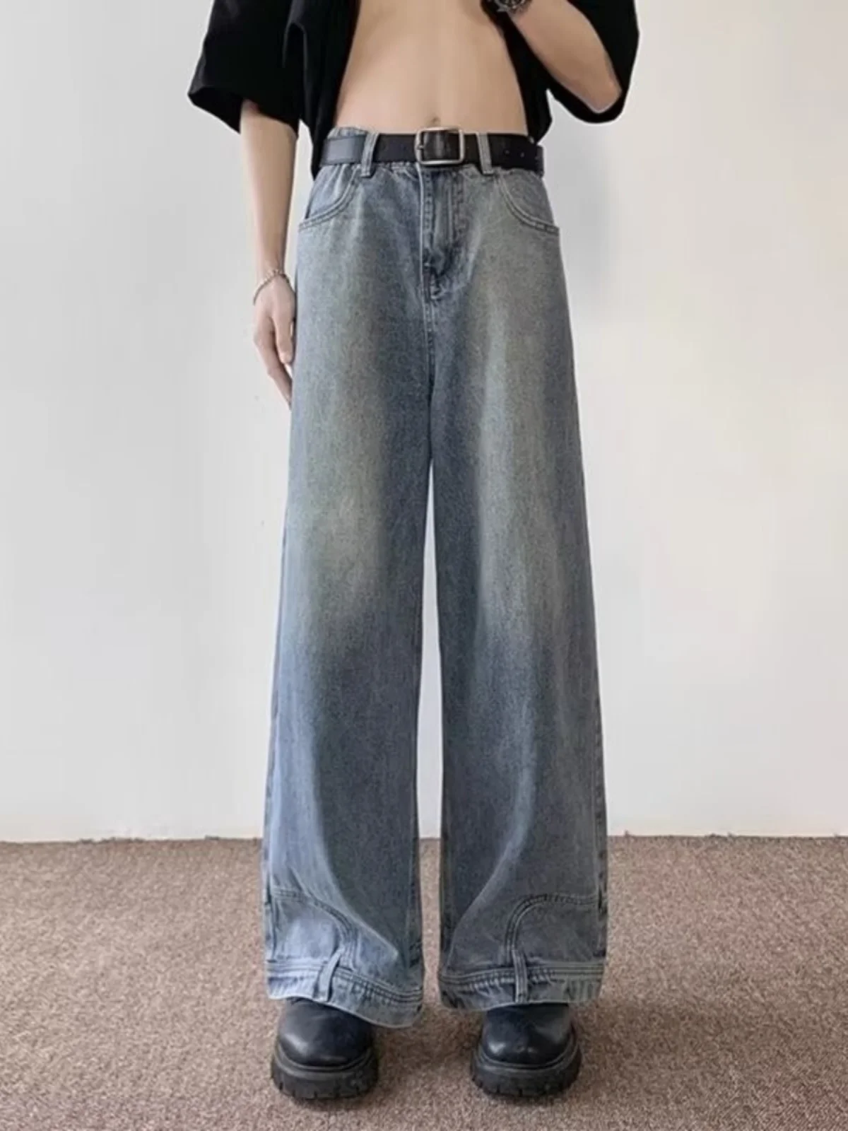 بنطلون جينز رجالي من Cleanfit، بنمط الشارع الأمريكي، فضفاض ومستقيم الساق، مريح ومتين، أزياء شبابية عصرية #5