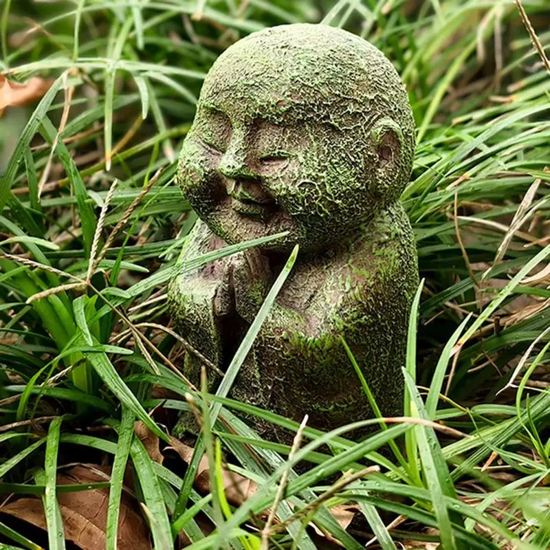 Figurina di monaco Scultura da tavolo Bodhisattva Buddha Statua di monaco in resina Giardino Statua di monaco Zen Decorazioni da scrivania in miniatura Buddha