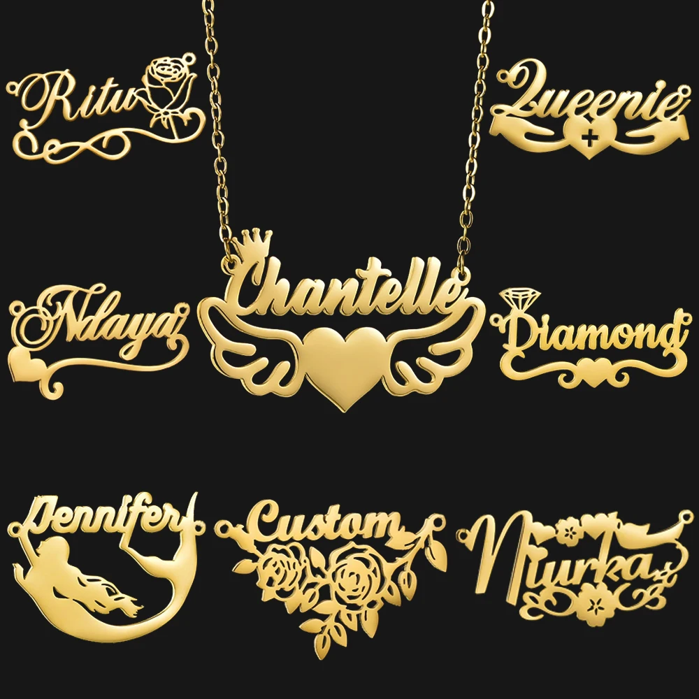 

Personalized Name Necklace for Women Custom Stainless Steel Pendant, Unique Dainty Jewelry Gift for Her Mom，Valentine，Birthday