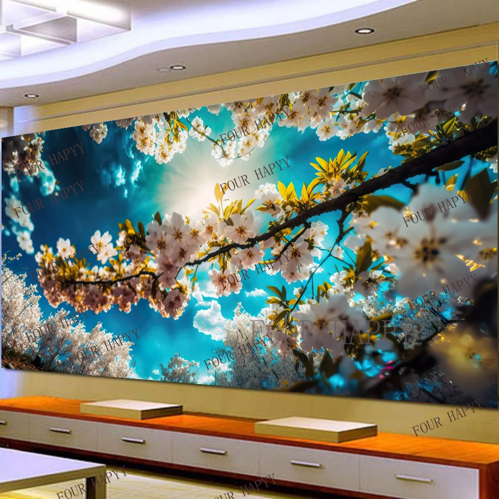 

5D DIY Large Diamond Painting Cross Flowers Under The Sunshine Landscape Wall Art, Full Round Drill, Embroidery Home Decor