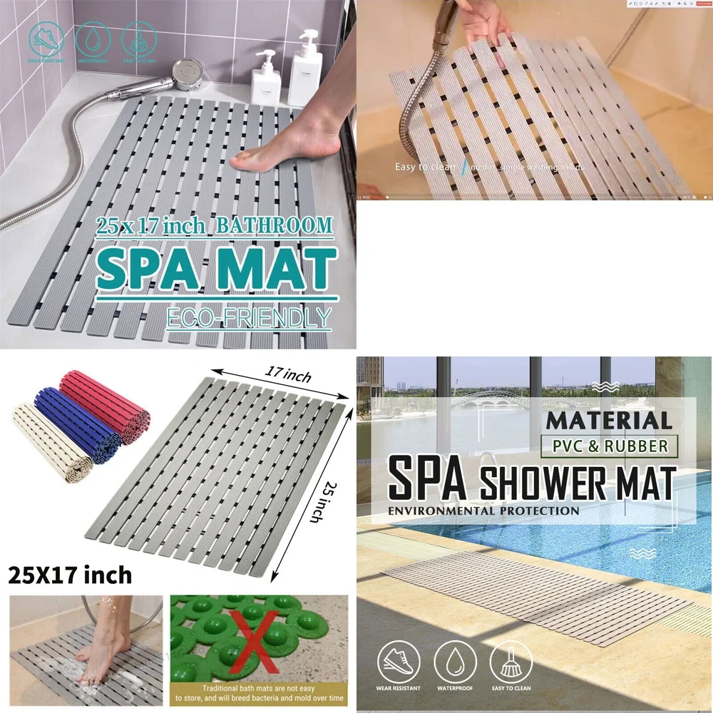 

Нескользящий коврик для ванной и душа Премиум ПВХ напольный коврик для ванной комнаты Антибактериальный мягкий впитывающий водонепроницаемый быстросохнущий современный коврик