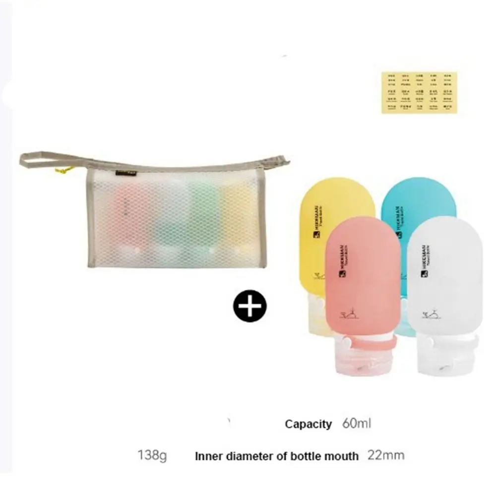 Novo portátil cosméticos viagem de acampamento garrafa dividida 60ml plástico viagem recarregável kit garrafa de silicone à prova de vazamento garrafa recarregável