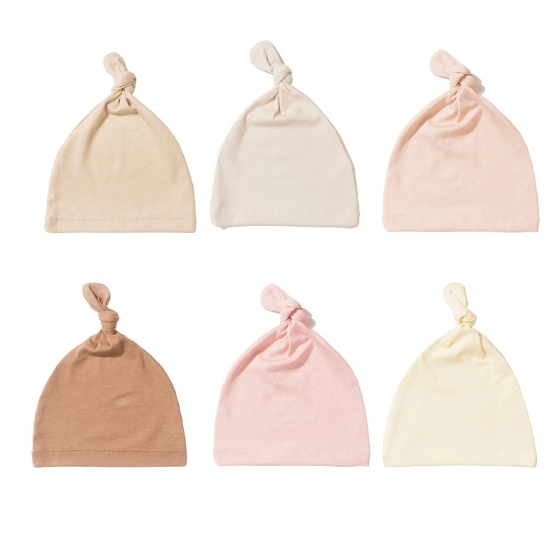 

Comfortable Baby Hat Newborns Headwear Soft & Breathable Knotted Hat Solid Color Ear Protections Fetal Caps Four Season