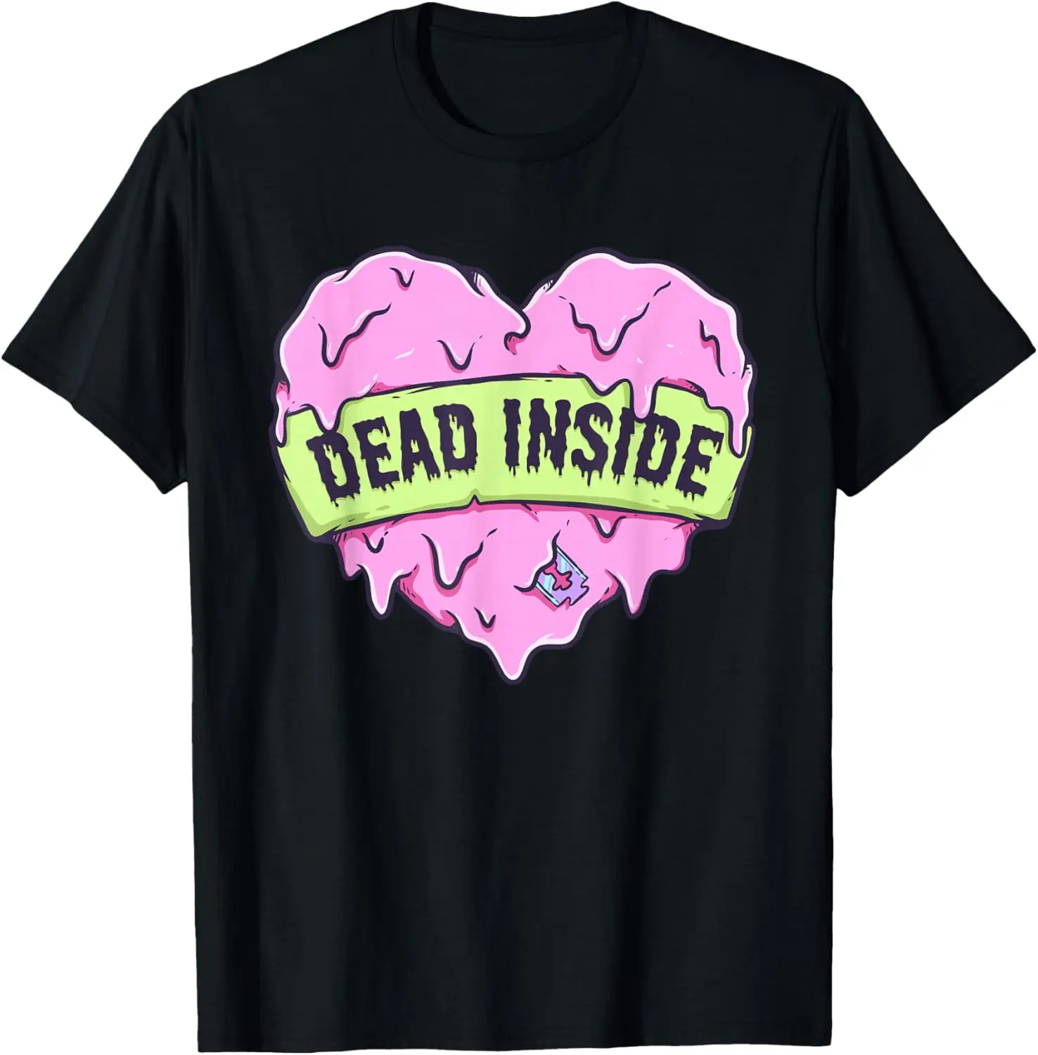 

Dead Inside Melting Heart Graphic Tee Soft Cotton Casual Round Neck T-Shirt