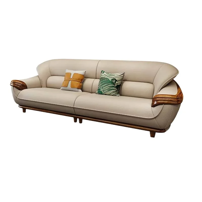 

*zModern New Chinese Sofa Head Layer Niu Pete Thick Cowhide Leather Sofa, High end Living Room Furniture Combination