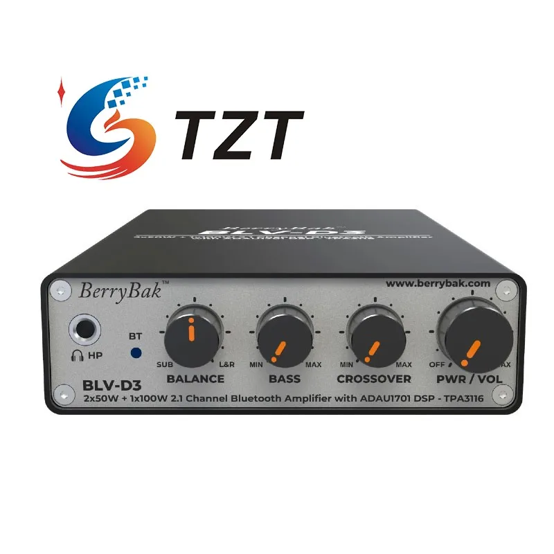 

TZT BLV-D3 Portable 2x50W+100W 2.1Channel TPA3116 ADAU1701 Digital Bluetooth5.1 HiFi Power Amplifier