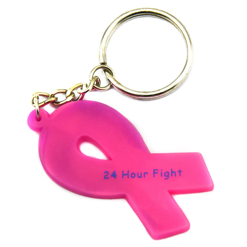 1 PC 24 Hour Fight Against Cancer Ribbon Silicone Keychain Fashion Jewelry Inspirational Gifts