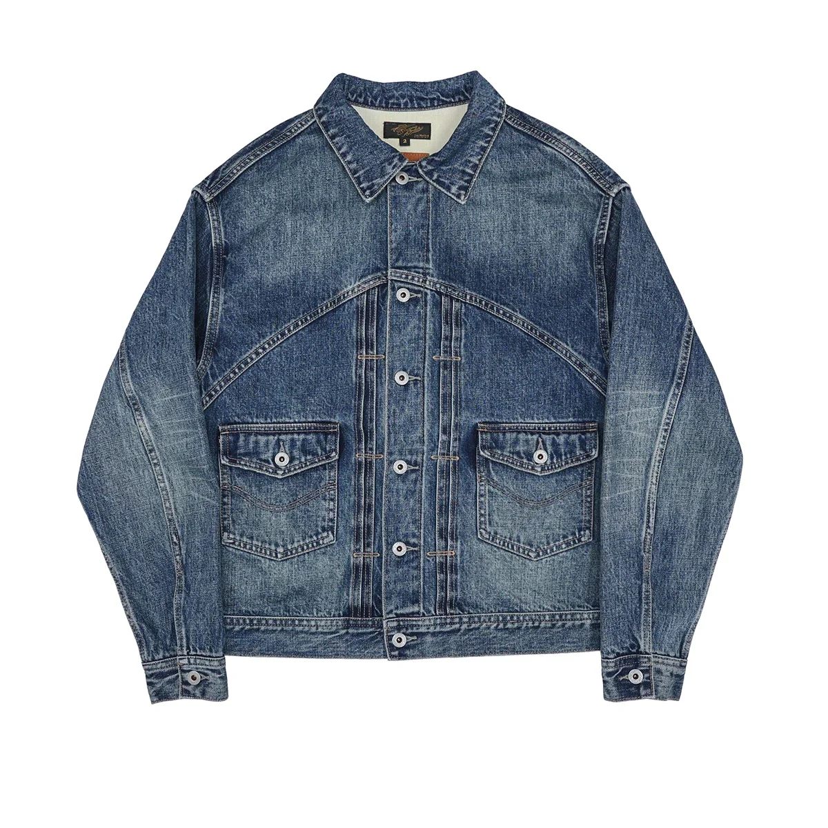 Second Order Washed Jean Jacket Vintage Style Selvedge Denim Coat For Men Blue