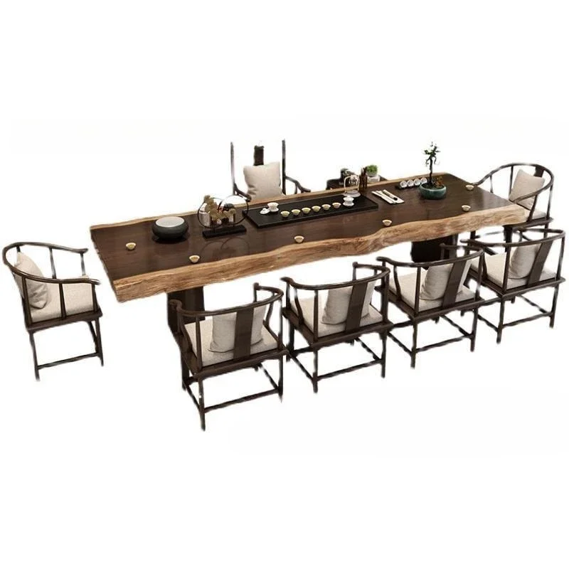 

New Chinese style, solid wood tea table, large board pine, office, negotiation, reception, zen