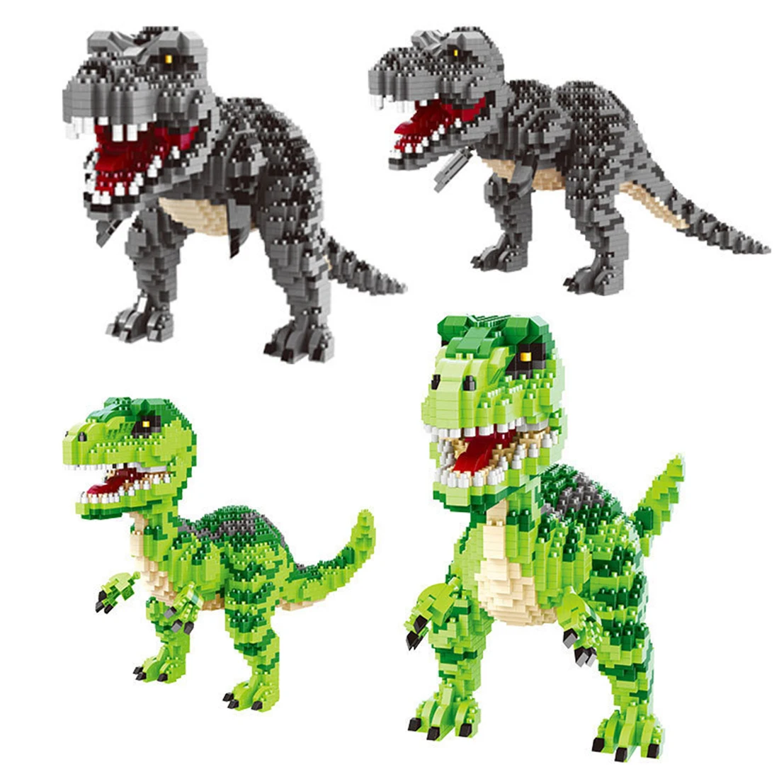 BALODY DIY Dinosaur Mini Building Blocks Tyrannosaurus Rex Velociraptor 3D Model  Micro Bricks Puzzle Figure Toys For Kids Gift