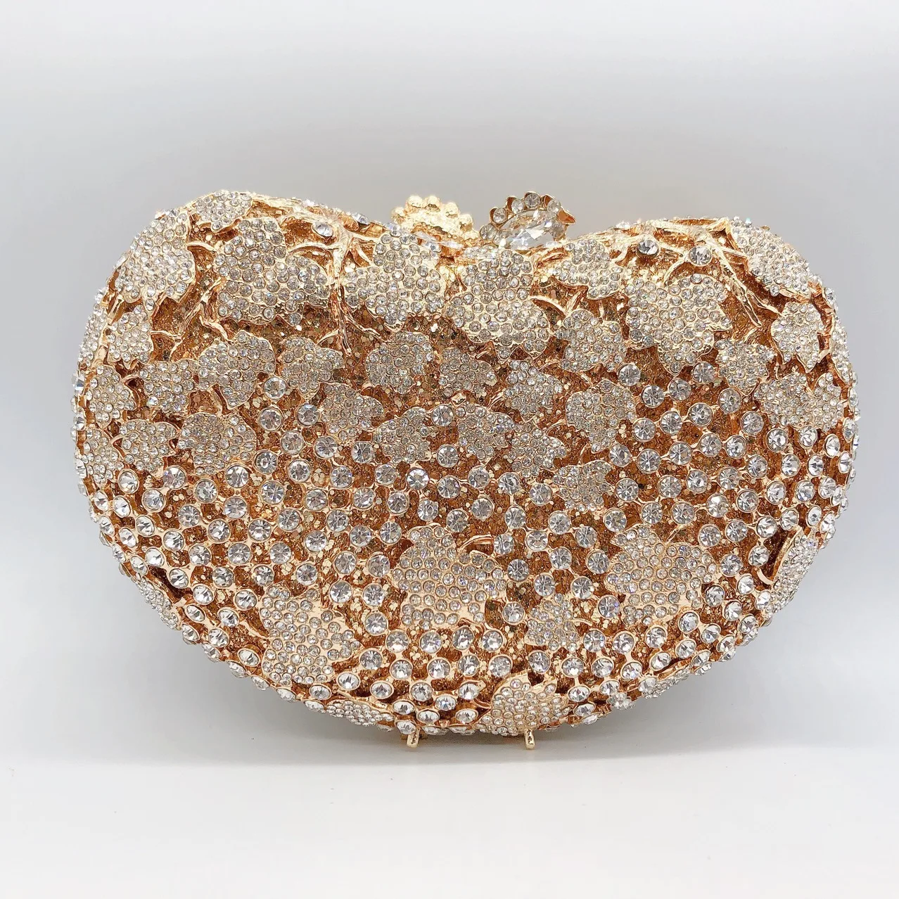 حقيبة عشاء ماسية من أوراق العنب، حقيبة الكاجو، حقيبة يد من حجر الراين، حقيبة يد