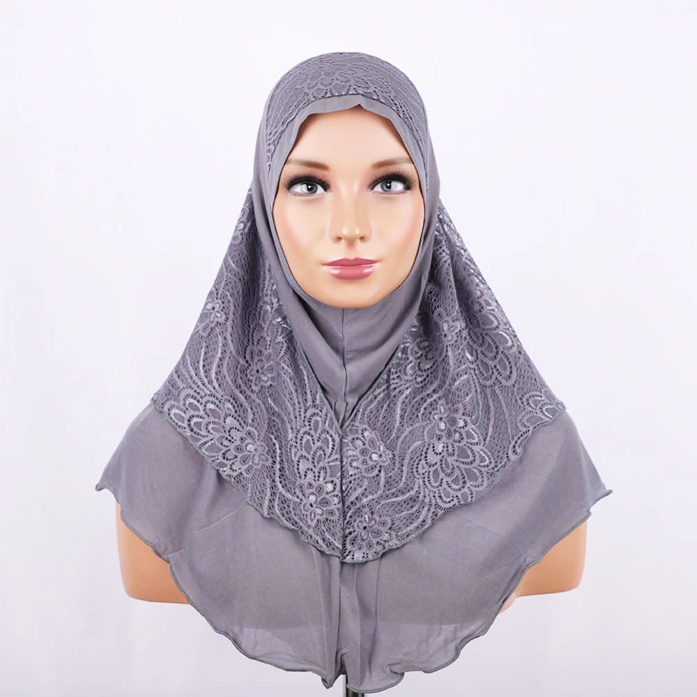 RIMAIRE Lace Muslim Hijabs for Women Spring Autumn Solid Islam Turban Ladies Headscarves Classic Soft Shawl Headwraps Wholesale