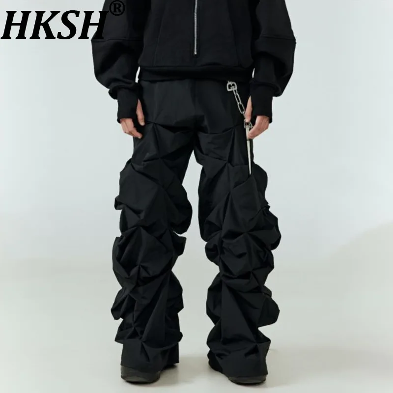 

HKSH Весна-Лето Новые Мужские Брюки в Стиле Dark Punk с Трехмерным Авангардным Дизайном, Нишевые, Плиссированные, Стильные, Широкие, Повседневные, Шикарные HK21801