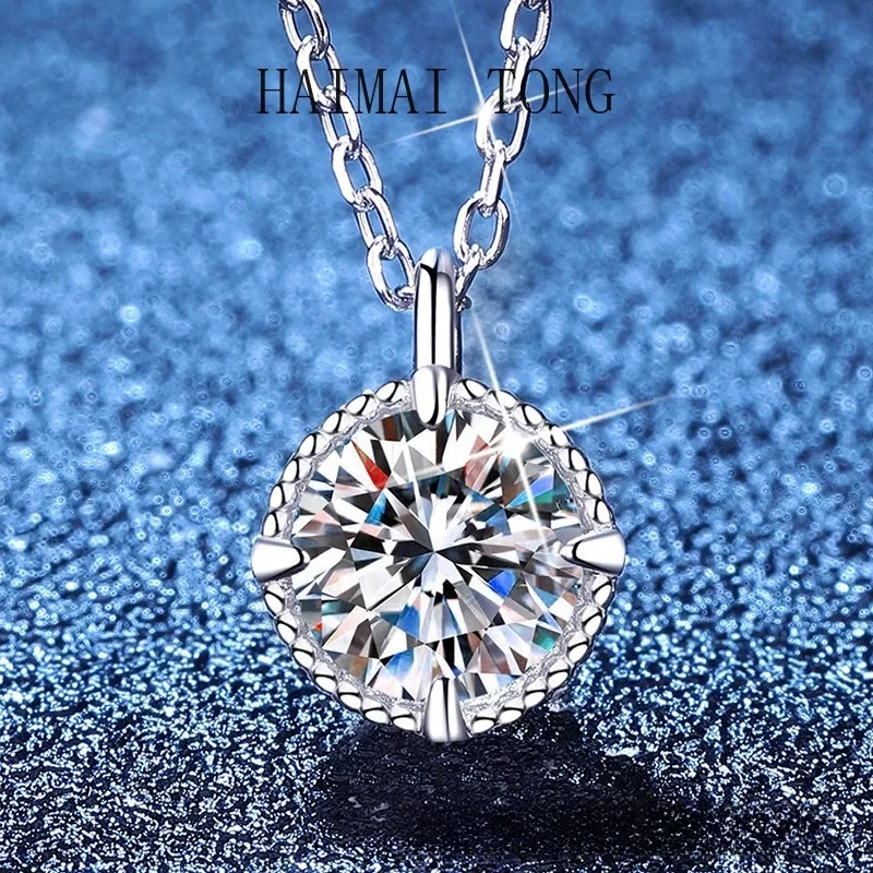 

HAIMAITONG PT950 Платиновое японское и корейское ожерелье с муассанитом, женское простое универсальное ожерелье с четырьмя когтями + ожерелье с муассанитом