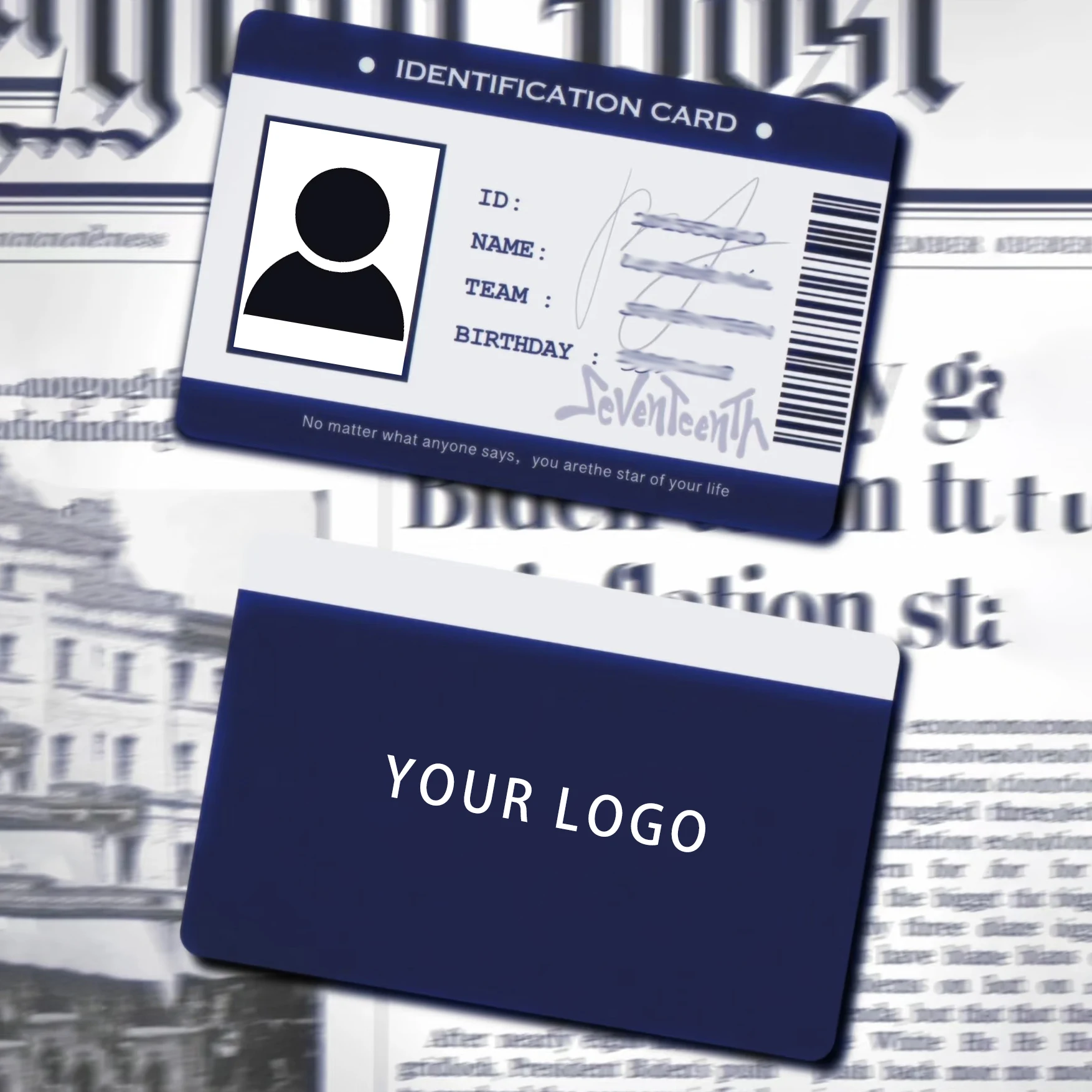 Tarjeta de Identificación Personalizada de PVC Impermeable, Diseño Gratuito, Esquinas Redondeadas, Grosor de 0.76 mm