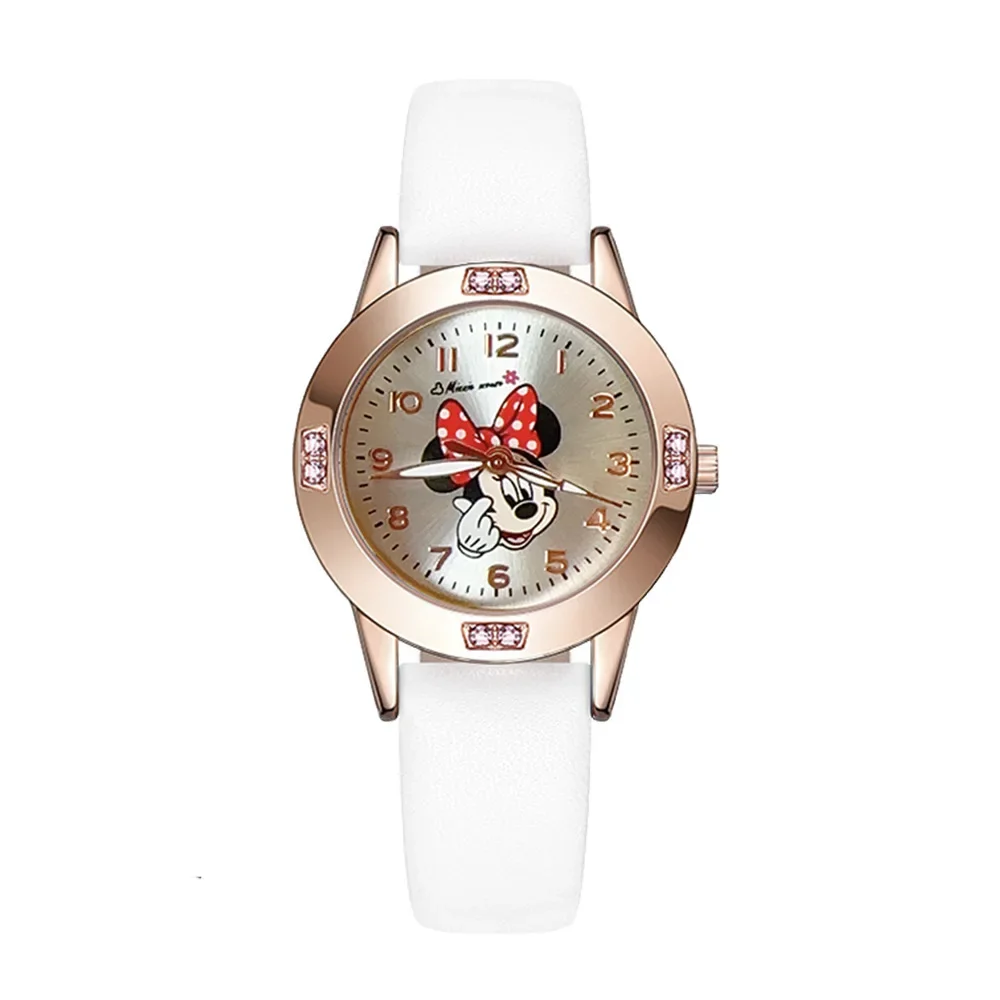 Reloj Disney Mickey para niños, relojes de pulsera para niños y niñas, regalos de cumpleaños, relojes de pulsera para niños de Minnie Mouse