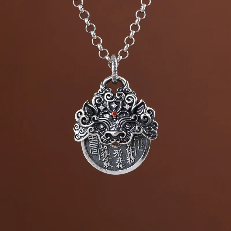 New Big Money Pendant Retro Chinese Style Gluttony Double Sided Rotating Men's Personalized Jewelry Necklace Accessories