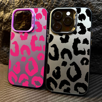 For iPhone 16 Case Leopard Print Electroplate Silver Phone Case for iPhone 11 12 13 14 15 Pro Max 16E XS XR 7 8 Plus SE2 Cover