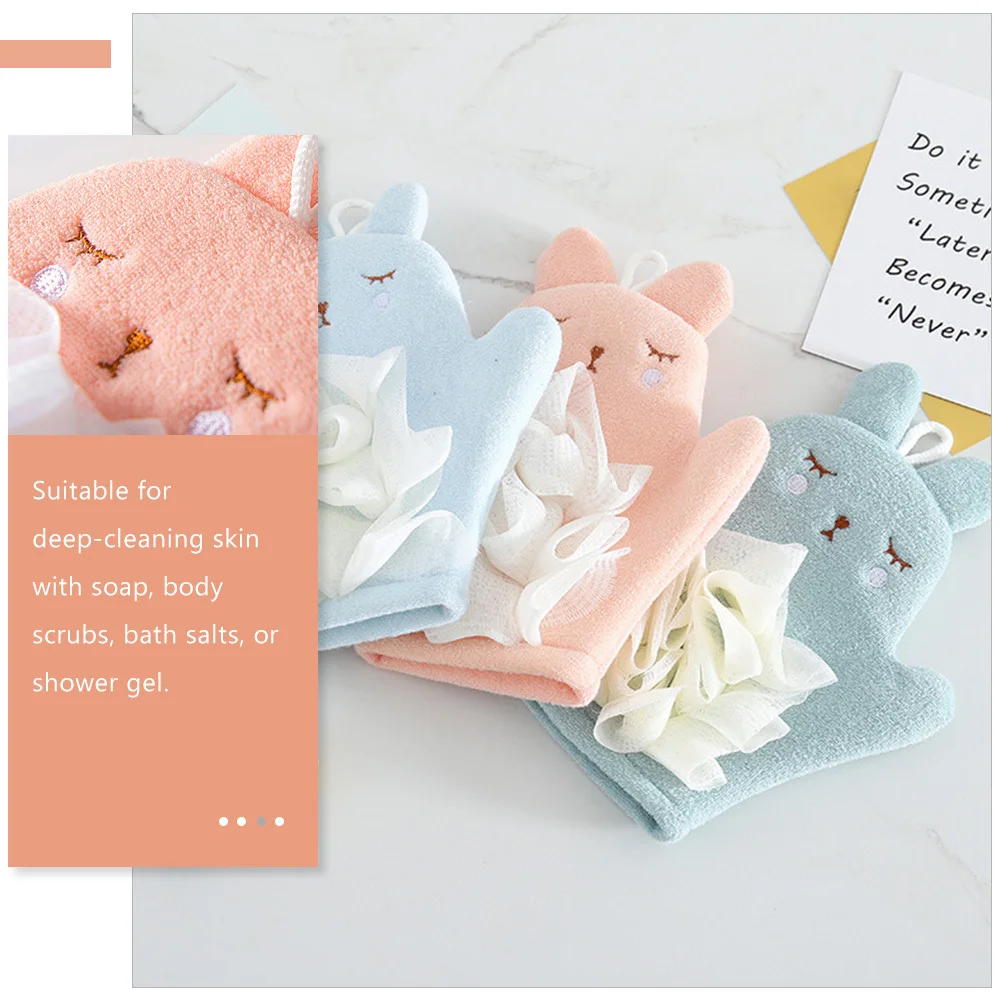 

3Pcs Dual Sided Bath Mitt Exfoliating Gloves Body Scrubber Spa Shower Deep Cleansing Mitts Bath Mitt Exfoliating Gloves for Spa