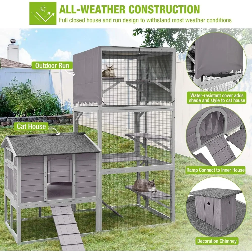 

can provide multiple cats to roost in the house Outdoor cat cage, waterproof, windproof and warm