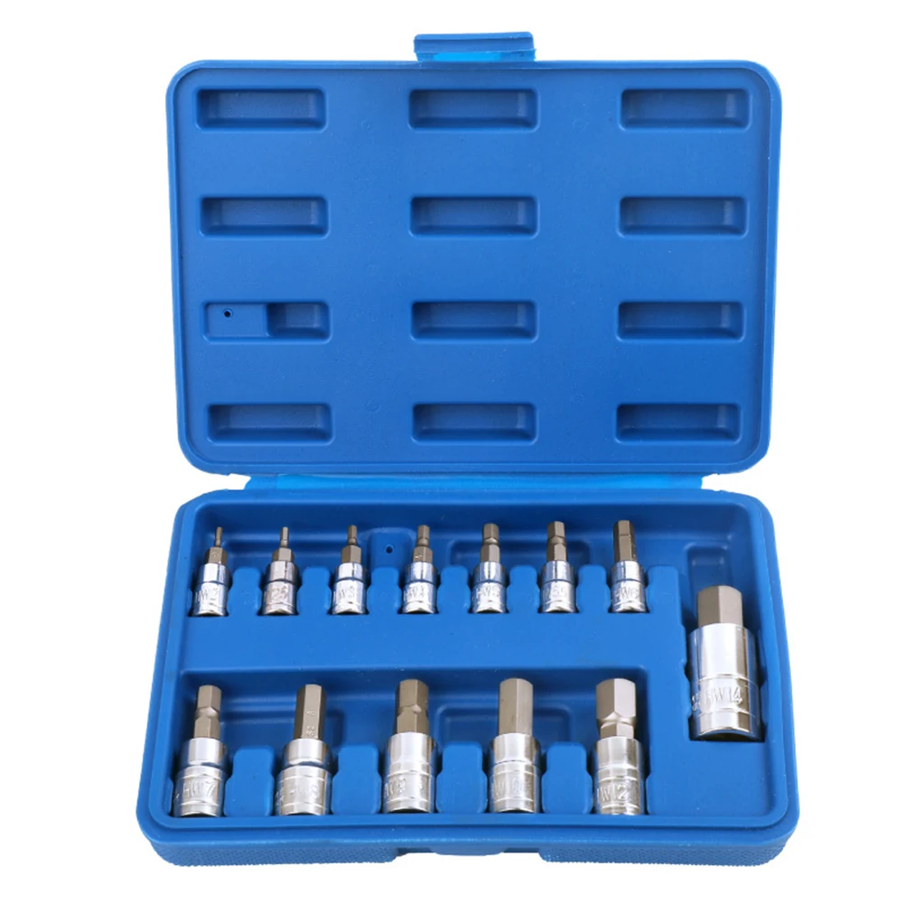 

Professional 13 Pcs H2-H14 12 Point Triple Square Splines Bit Socket Set Tamper Proof With Case Automotive Tool Kit High Quality