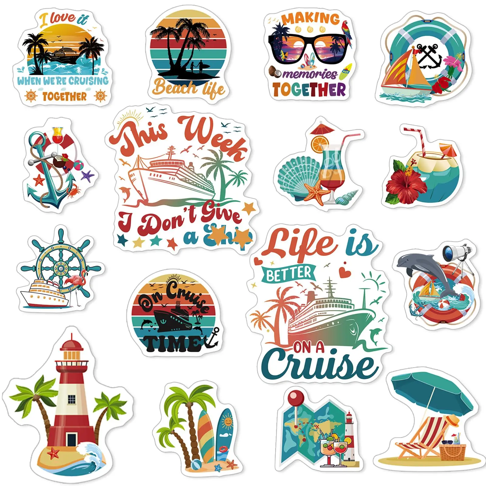 

Cruise Door Decorations Magnetic - 16PCS Tropical Hawaiian Magnets Retro Nautical Cruise Ship Door Decorations Stickers