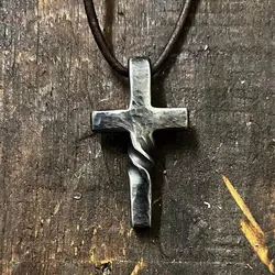 Vintage Punk Cross Pendant Leather Rope Chain Necklace To My Father and Grandfather Gifts Veteran Beliefs Retro Jewelry