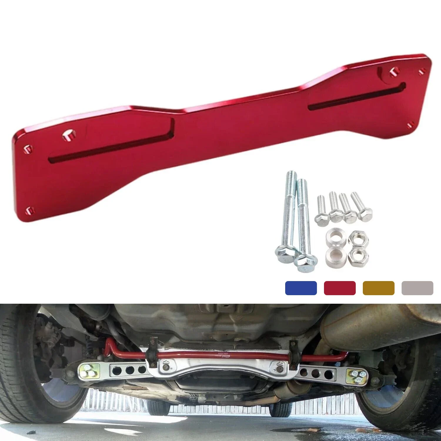 Aluminum Rear Low Subframe Strut Brace Plate for Civic ES EP3 01-05 Acura RSX DC5 02-06 Gold Silver Red Blue