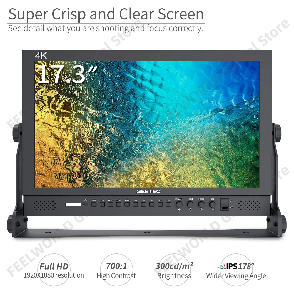 SEETEC P173-9HSD 17,3 pulgadas Pro Monitor Broadcast HD 4 K 1920x1080 diseño de aluminio de escritorio LCD Monitor con 3G SDI HDMI YPbPr AV