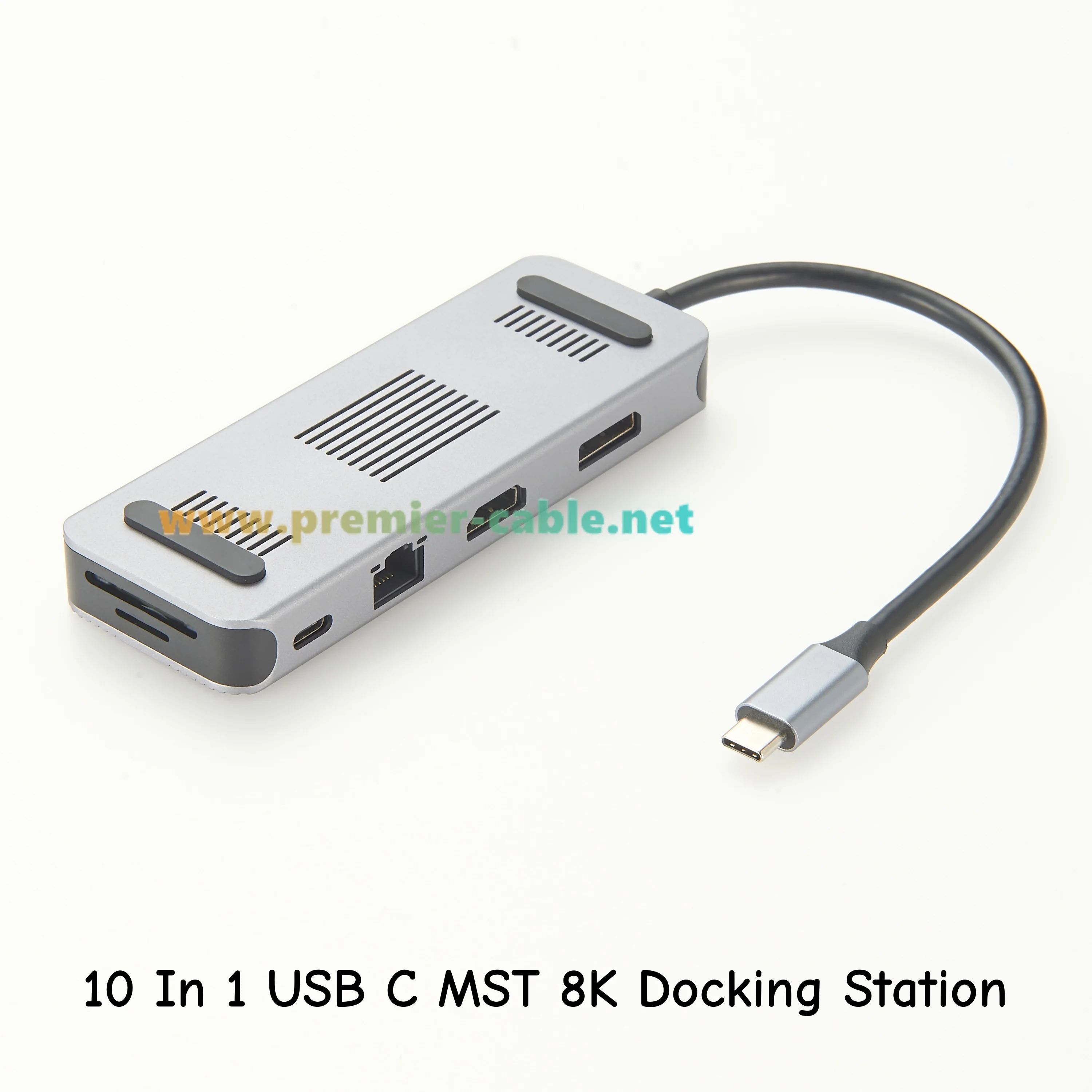 10 In 1 MST Docking Station USB C Hub Adapter with DP1.4 8K30Hz HDMI2.1 PD100W RJ45 1Gbps 3*USB3.0 5Gbps USB-C SD/TF Card Slot
