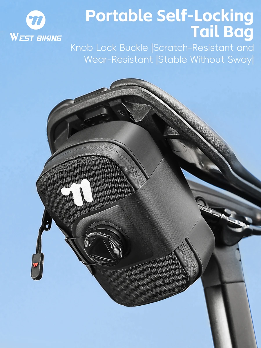 AliExpress West Biking WEST BIKING Bicycle Saddle Bag 0.2L Knob Self Locking Tail Bag Portable Cycling Tool Bag Waterproof Bike Bag Bike Accessories