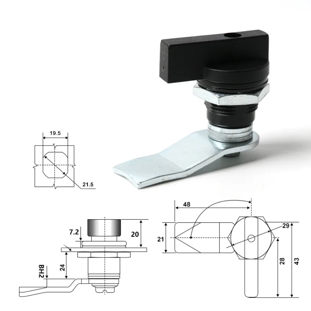 Stainless Steel Distribution Box Tool Lock Cylindrical Tongue Industrial Instrument Cabinet Lock Keyless Lock Handle