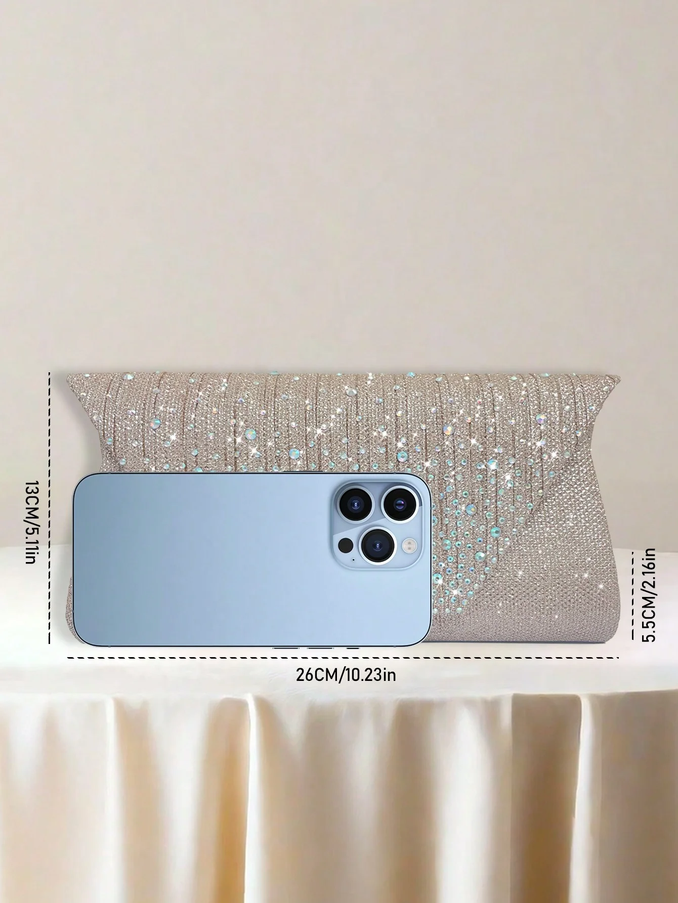 Charming, Elegant, Sophisticated, Quiet Sequined Clutch ,Rhinestone, Stylish, Luxurious, Shiny Glitter Evening bag