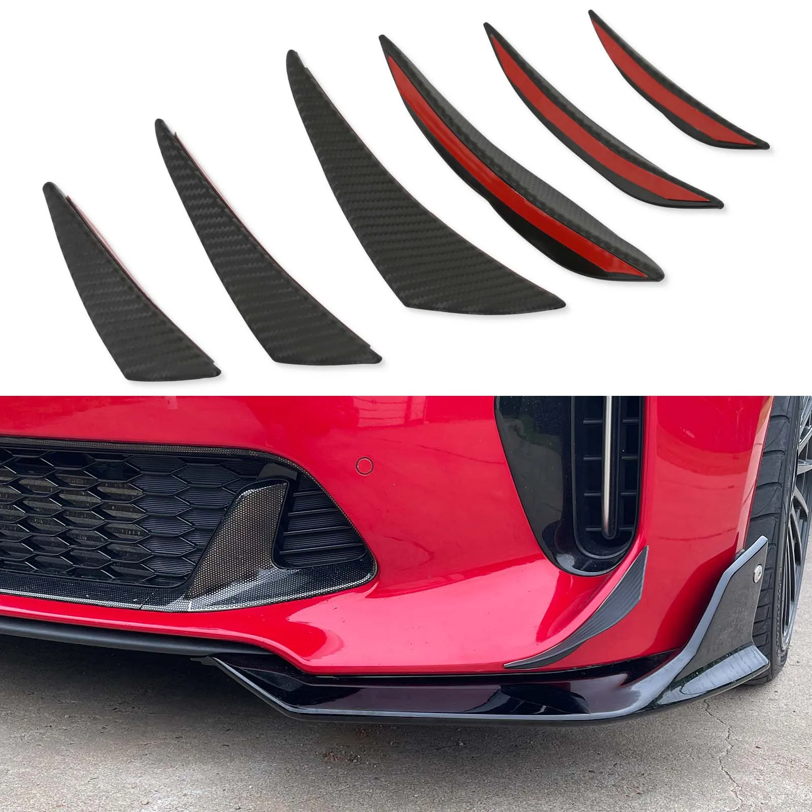 

6pcs Car Front Bumper Lip Decoration Diffuser Shunt Fin Body Spoiler Canard Universal Auto Modified Canard Exterior Parts