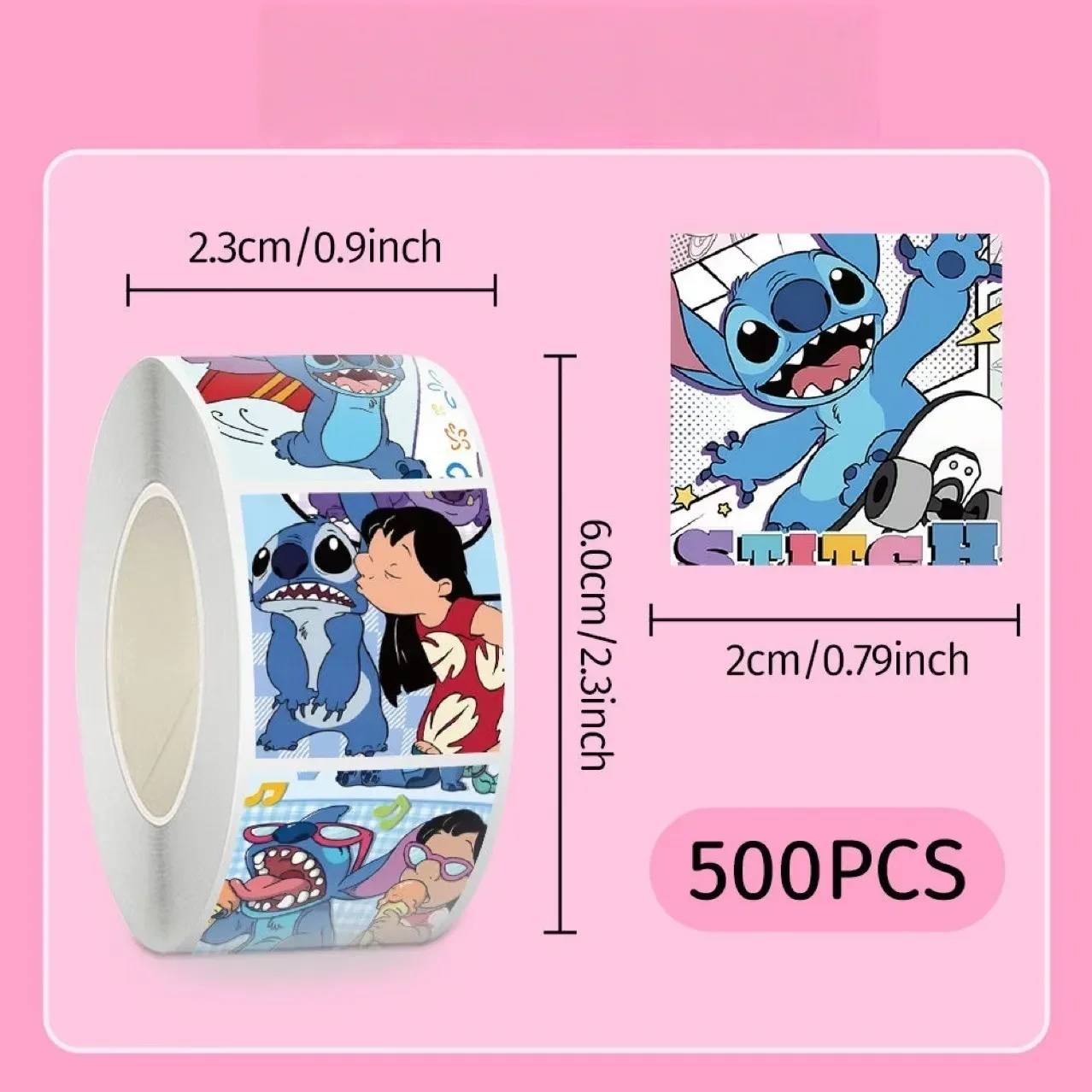 

Новые 500 шт./рулон Disney Stitch синие милые наклейки для багажа граффити игрушечные наклейки декоративные наклейки подарочные наклейки с печатью