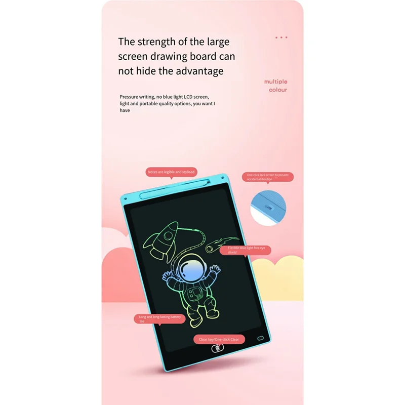 لوح رسم LCD مقاس 10 بوصات، لوح كتابة ملون، لوح جرافيتي للأطفال، رسم متين وسهل الاستخدام باللون الأخضر