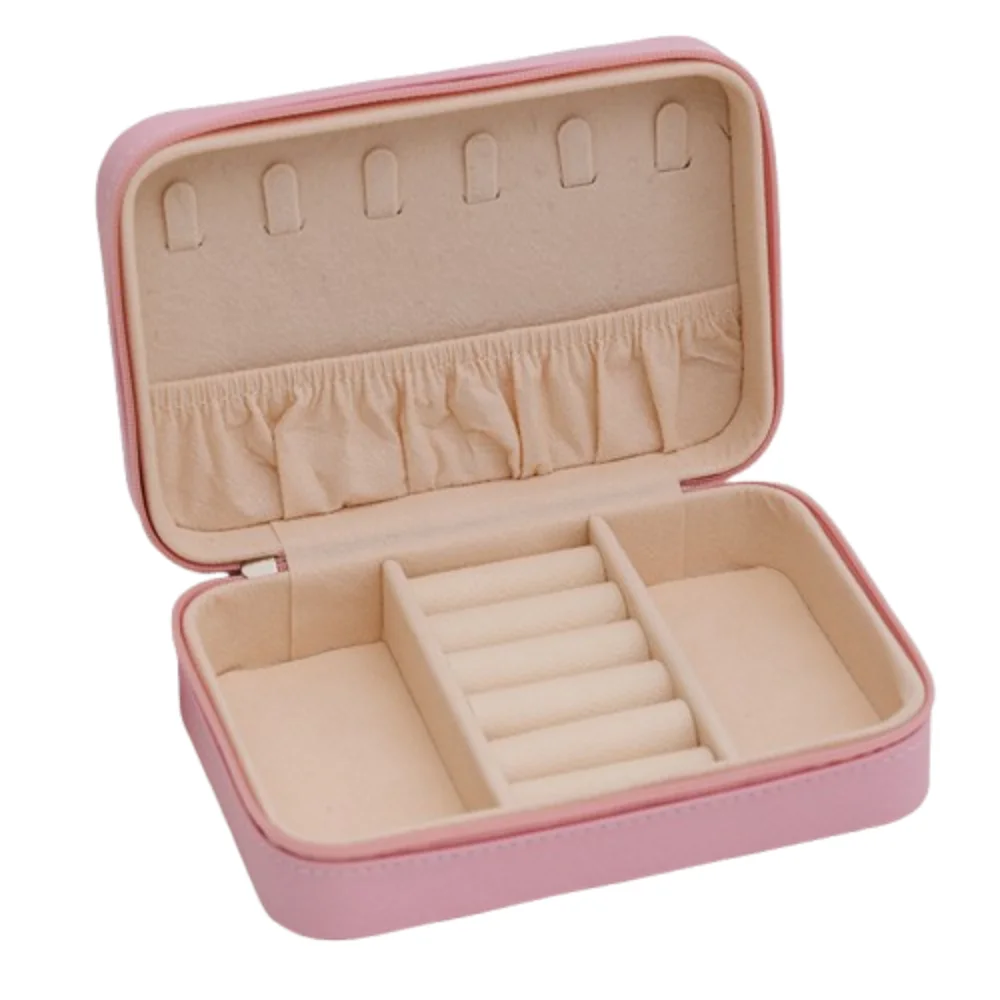Leather Trinkets Storage Organizer Dustproof Large Capacity Portable Jewelry Organizer Simple Solid Color Jewelry Storage Case