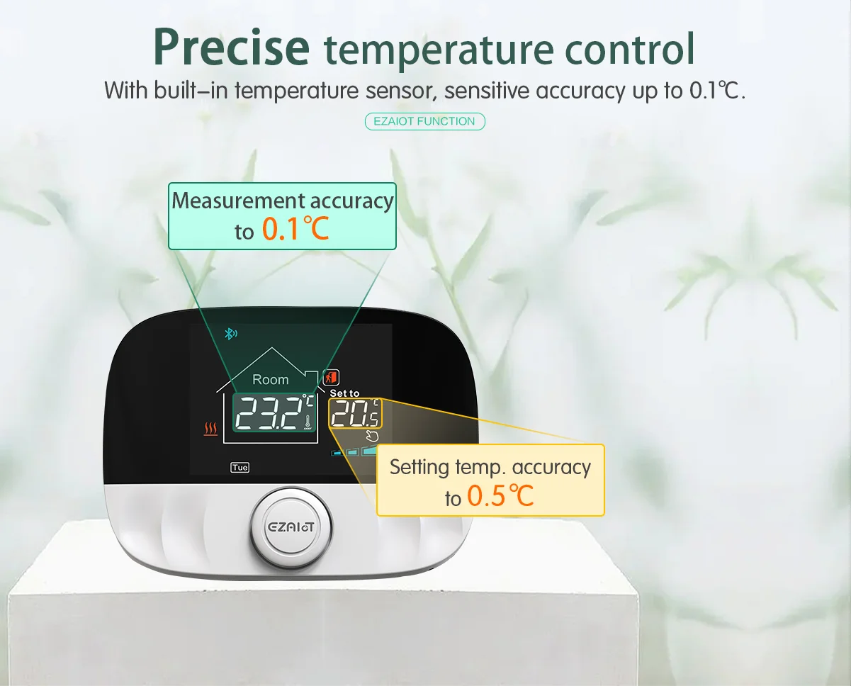 Termostat nirkabel RF pemanas lantai ruangan Boiler Gas pengatur suhu non-wifi dapat diprogram