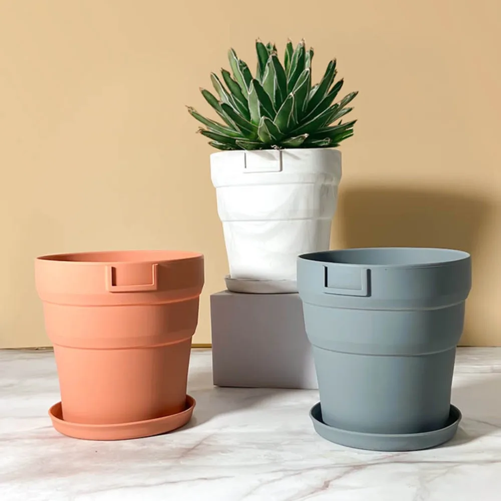 Durable Anti Drop Flower Pot Large Diameter Drought Resistant Folding Flower Pot Thick Planter With Tray Succulent Plant