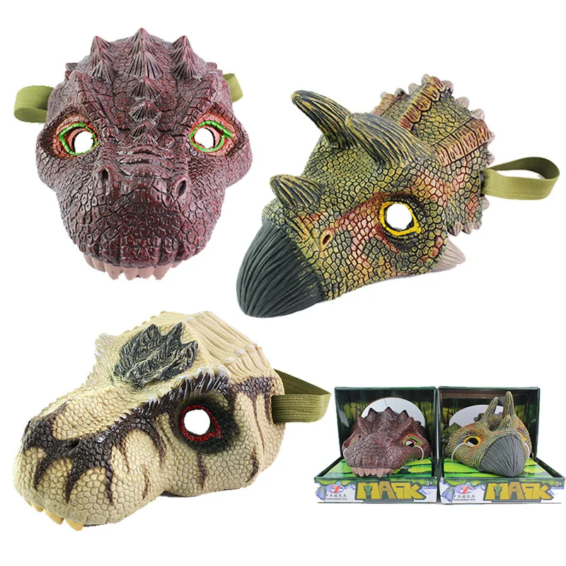 Silicone Child Animal Mask Dinosaur Dinosaur Halloween Realistic Dinosaur Mask Mardi Gras Action Figures Gags Practical Jokes