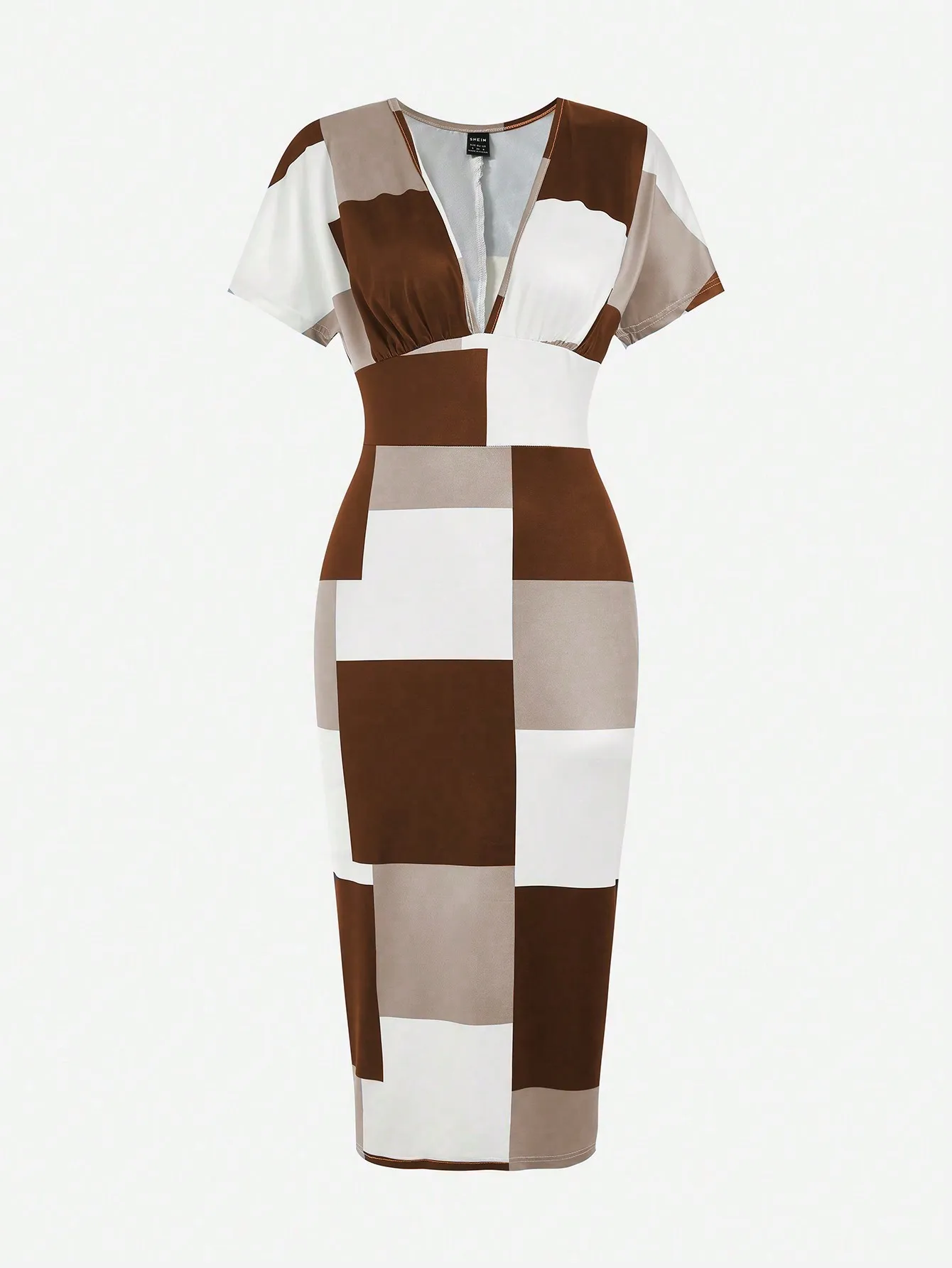ネックカラーブロックボディコンドレスマキシ女性用衣装