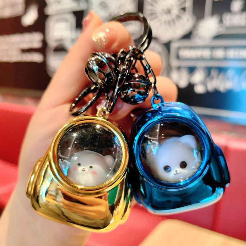 Metal Bear Schoolbag Night Light Keychain Pendant Ambient Light Keychain Charms