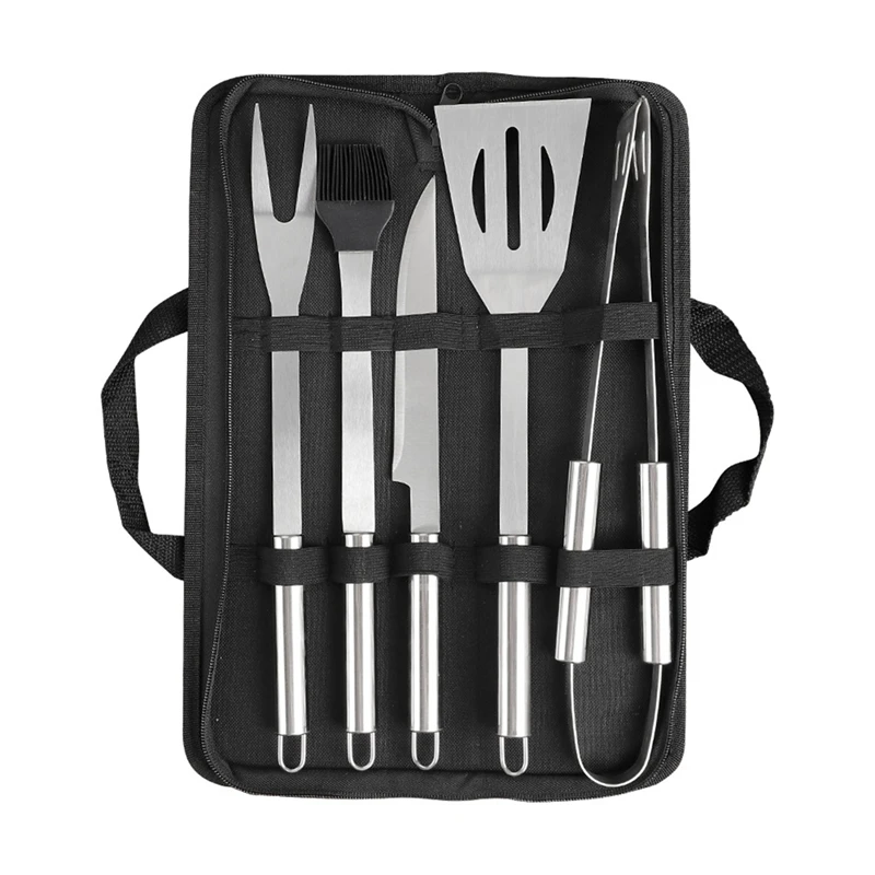 Grill Tools Set,Stainless Steel Grill Set For Men, 6Pc BBQ Tools Grilling Accessories Kit With Spatula,Fork,Knife,Brush