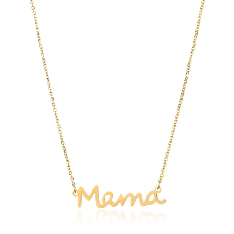 Edelstahl-Halsketten zum Muttertag mit Mama-Buchstabenanhänger, modische Halskette für Damen, Schmuck für Partys, beste Geschenke für Mütter