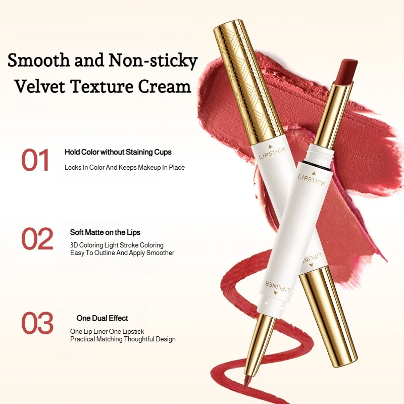 Il rossetto a doppia testa non è facile da sbiadire delinea la nebbia morbida e chiude il rossetto a tubo sottile senza macchiare la tazza